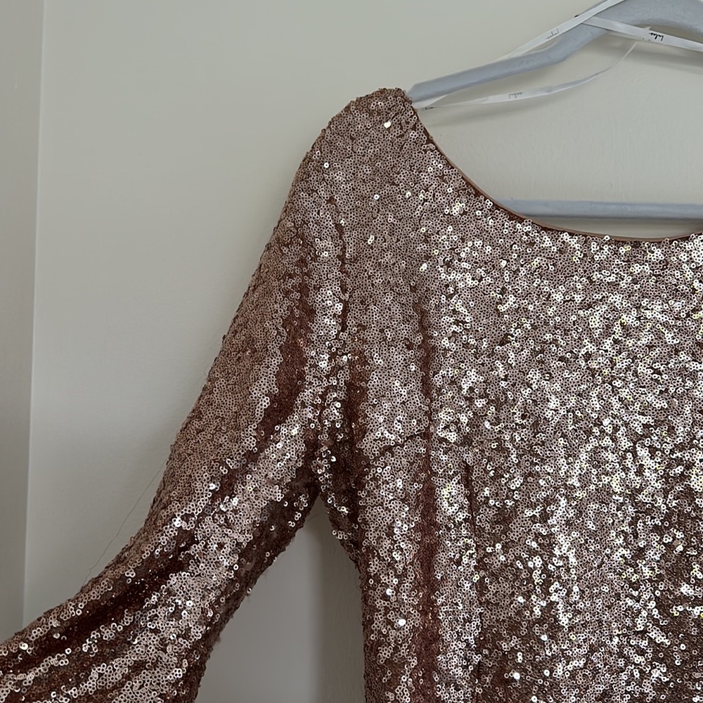 Sequin Mini Dress Mid Length Sleeve Barbiecore Barbie